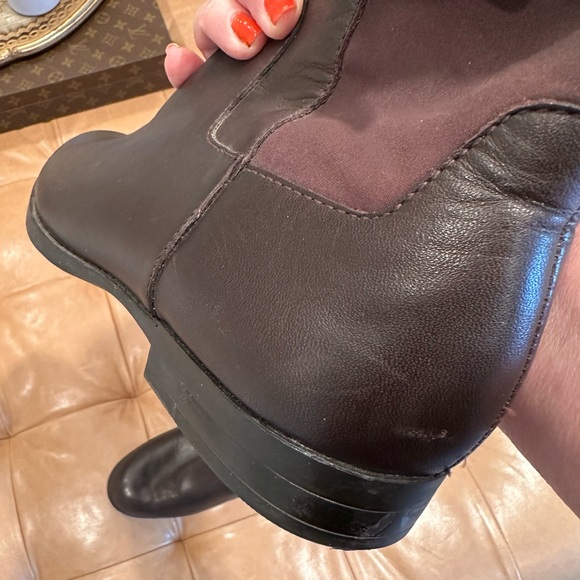 Calvin Klein Hillary Brown Leather Stretch Buckled Tall Riding Boots 8.5 - Picture 4 of 6